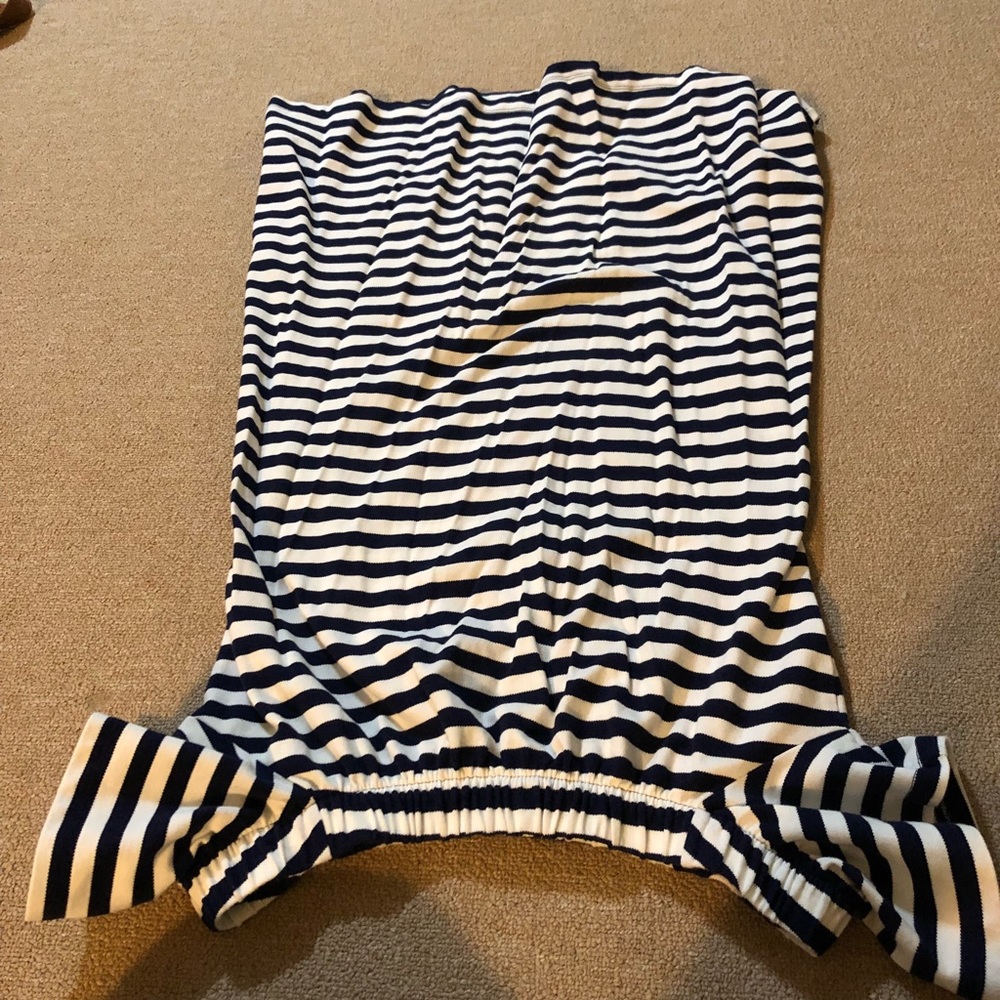Striped Maternity Dress - off the shoulder